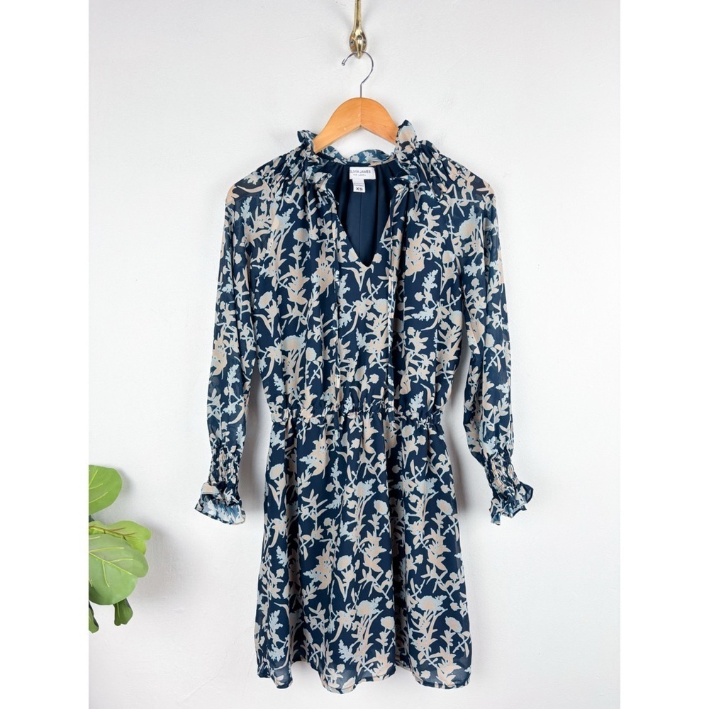 Olivia James The Label Floral Long Sleeve Peasant Mini Dress Sz XS